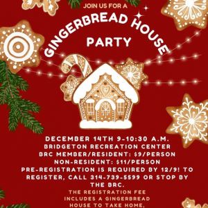 12/14 Gingerbread House Making Party at  the Bridgeton Rec Center