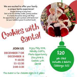 12/07 & 12/08 Cookies with Santa at Blossom Play Cafe