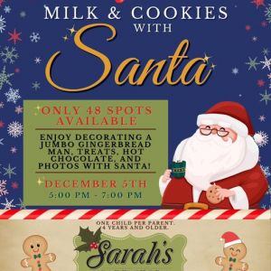 12/05 Milk and Cookies with Santa at Sarah's Cake Stop