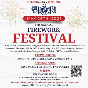 05/25 Memorial Day Weekend Fireworks Celebration at Collinsville Aqua Park